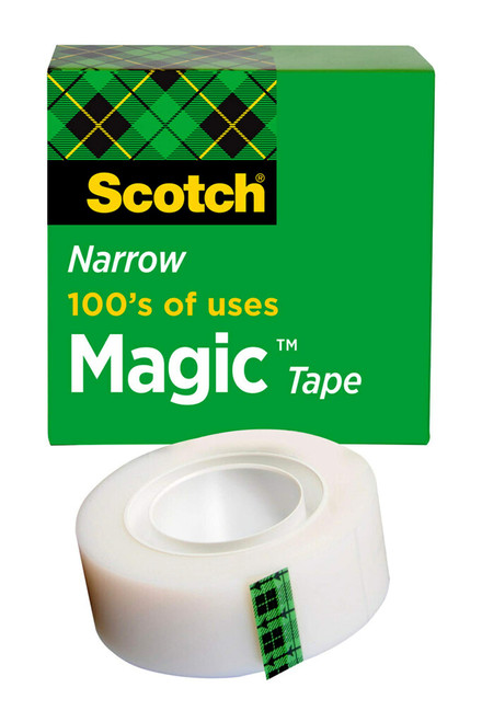 Scotch Magic Tape, 1 Roll, Numerous Applications, Invisible, Engineered for Repairing, 1/2 x 2592 Inches, Boxed (810)