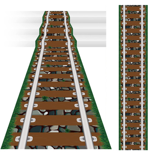 24 Inch x 10 ft Western Plastic Railroad Track Aisle Runner Party Decorations Cowboy Floor Carpet Runner Wild West Party Supplies Train Railroad Tablecloth for Birthday Halloween Party Favors 1 Pack
