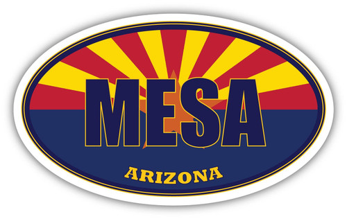 Mesa City Arizona State Flag | AZ Flag Maricopa County Oval State Colors Bumper Sticker Car Decal 3x5 inches
