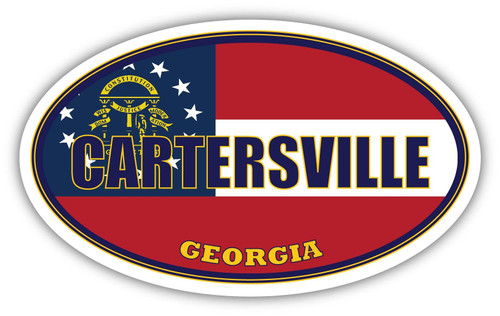 Cartersville City Georgia State State Flag | GA Flag Bartow County Oval State Colors Bumper Sticker Car Decal 3x5 inches Cartersville City Georgia State State Flag | GA Flag Bartow County Oval State Colors Bumper Sticker Car Decal 3x5 inches