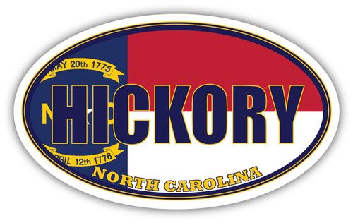 Hickory City North Carolina State Flag | NC Flag Catawba County Oval State Colors Bumper Sticker Car Decal 3x5 inches