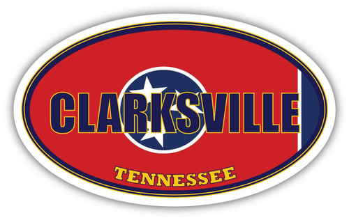 Clarksville City Tennessee State Flag | TN Flag Montgomery County Oval State Colors Bumper Sticker Car Decal 3x5 inches Clarksville City Tennessee State Flag | TN Flag Montgomery County Oval State Colors Bumper Sticker Car Decal 3x5 inches