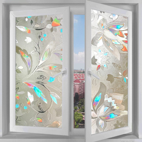 Window Privacy Film 3D Tulip Window Clings Stained Glass Window Sticker No Glue Window Coverings Film Self-Adhesive Static Cling Window Film (11.8'' x 78.7'') Window Privacy Film 3D Tulip Window Clings Stained Glass Window Sticker No Glue Window Coverings Film Self-Adhesive Static Cling Window Film (11.8'' x 78.7'')