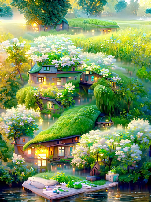 YZDZSW 5D Diamond Painting Kits for Adults, DIY Painting by Numbers Kits, Full Drill Colorful Diamond Painting Picture with Accessories for Wall Decor 11.8x15.7 Inch Forest House