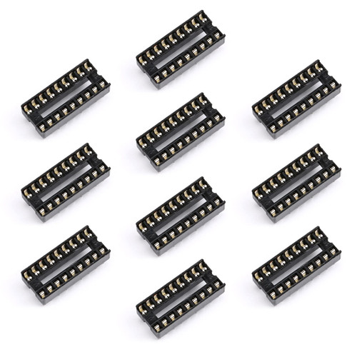 JESSINIE 10Pcs 18P IC Socket DIP Integrated Circuit IC Sockets Adaptor Solder Type 2.54mm Pitch Dual Row 18 Flat Pin