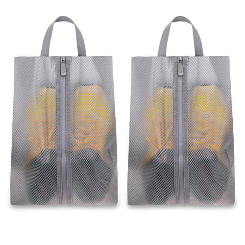 Fixwal Shoe Bags for Travel, 2 Pack, Medium, Grey, Waterproof Travel Shoe Bags for Packing, Translucent Shoe Bags for Men and Women