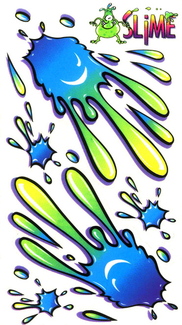 Rad Decalz - Small Slime - Blue, Green and Yellow Splats - 13 Sticker Decal Set