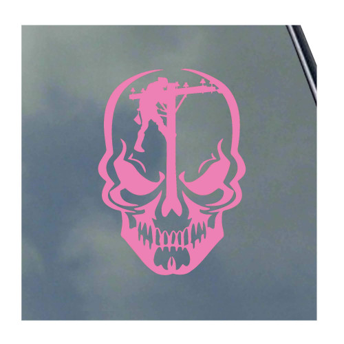 Lineworker Skull Vinyl Sticker Decal Lineman Lineman Powerline Technician Tradesmen Love