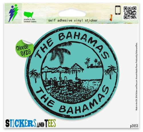 The Bahamas Travel Stamp Vinyl Car Bumper Window Sticker 4" x 4"