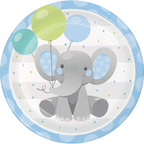 Creative Converting Enchanting Elephants Boy Paper Plates, 8 ct, multicolor, 9"""