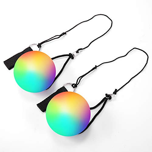 Wanby 1 Pair Poi LED Thrown Balls for Professional Hip-hop,Belly Dance Level Hand Props for Kids Gift (Multi-colored)