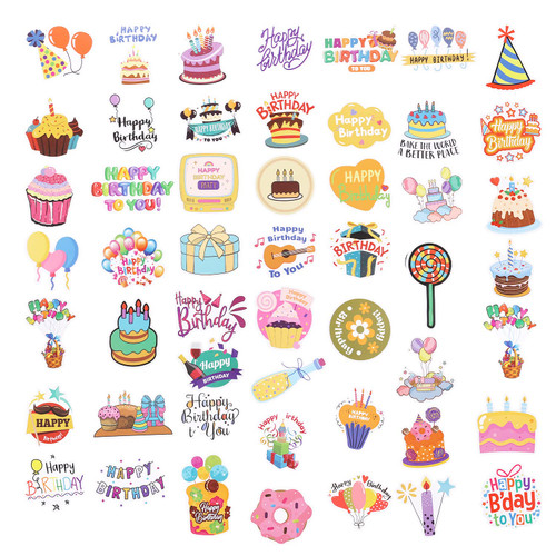 100PCS Happy Birthday Stickers, Variety of Styles Adhesive PVC Stickers Happy Birthday Party Supplies Birthday Scrapbook Stickers Happy Birthday Decals Decorations Birthday Gift Wrap for Kids Adults