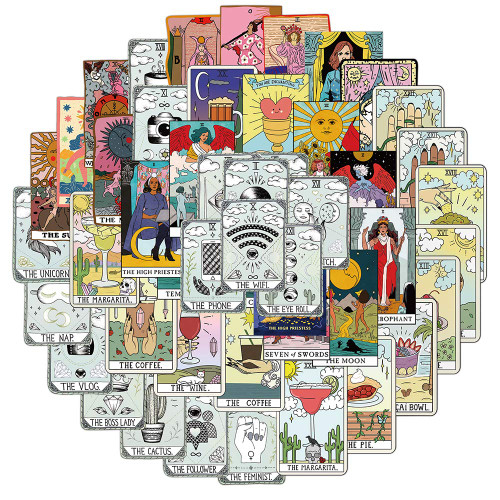 50Pcs Tarot Card Stickers, Trendy Stickers for Journaling Water Bottles Laptop Guitar Computer Phone, Waterproof Vinyl Stickers Packs 50Pcs Tarot Card Stickers, Trendy Stickers for Journaling Water Bottles Laptop Guitar Computer Phone, Waterproof Vinyl Stickers Packs