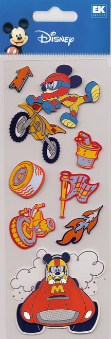 Disney Mickey Mouse Road Chaser Race Car Motorcyle Dimensional Scrapbook Stickers