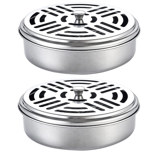 Iron Mosquito Tray Mosquito Coil Holder Stainless Steel Coil Incense Burner Portable Mosquito Spiral Holder Box Incense Stick Holder Fireproof Incense Holder,2Pcs