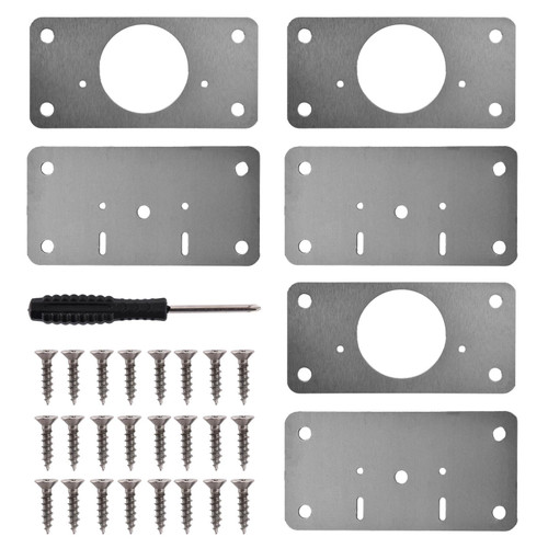 8-Pack Hinge Repair Kit,Cabinet Hinge Repair Plate,Cabinet Door Hinge Repair Plate Hinge Fixing Plate for Kitchen Cabinet Hinge Repair Brackets with Mounting Screws,Screwdriver(Silver+Black)