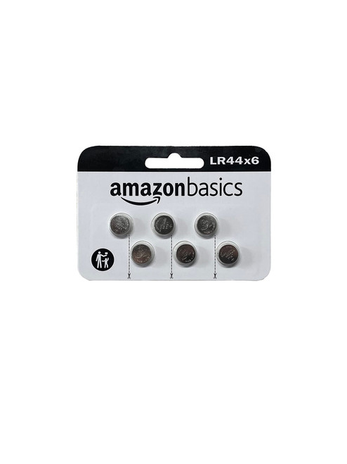 Amazon Basics 6-Pack LR44 Alkaline Button Coin Cell Battery, 1.5 Volt, Long Lasting Power, Mercury-Free Amazon Basics 6-Pack LR44 Alkaline Button Coin Cell Battery, 1.5 Volt, Long Lasting Power, Mercury-Free