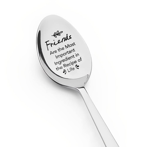 Bff Friendship Gifts for Women Men Ice Cream Tea Spoon for Best Friend Christmas Gift for Bff Bestie Engraved Stainless Steel Coffee Spoon for Tea Coffer Lover Gifts for Girls Funny Spoon