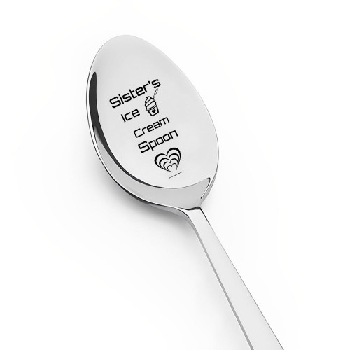 Little Big Sister Birthday Gifts from Sister Brother Sister's Ice Cream Spoon for Sisthers in Law Step Sister Christmas Graduation Gifts Funny Stainless Steel Spoons for Women Sisters