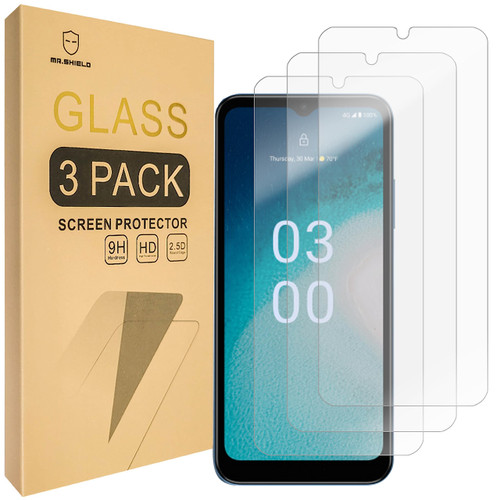 Mr.Shield Screen Protector For Nokia C300 [Upgrade Maximum Cover Screen Version] [Tempered Glass] [Japan Glass with 9H Hardness] [3-Pack] Screen Protector with Lifetime Replacement