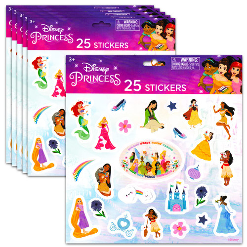 Disney Princess Party Favors for Girls Kids - 6 Pack Princess Sticker Sheets for Princess Party Supplies, Party Decorations, Disney Birthdays, Scrapbooks, More (150 Disney Princess Stickers for Girls)