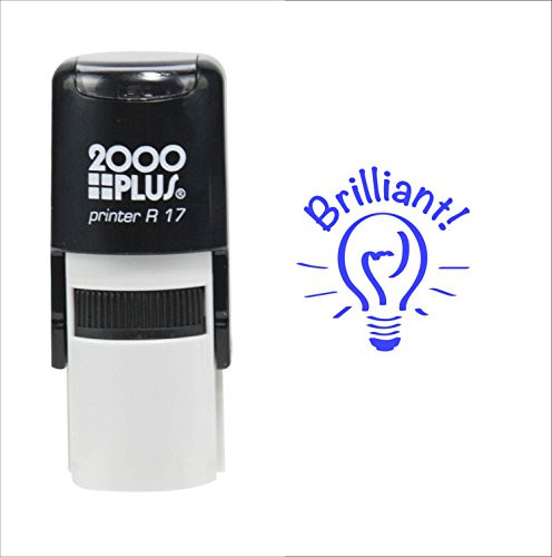 Brilliant! For Students 2000 Plus Self Inking Rubber Teacher Stamp  Blue Ink