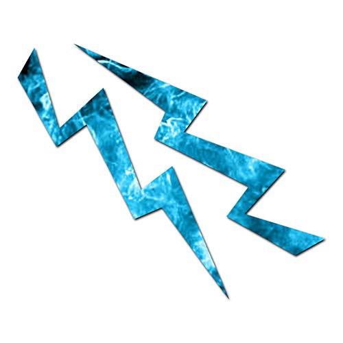 Lightning Bolt - Vinyl Decal Sticker - 4.5" x 3.75" - Blue Flames