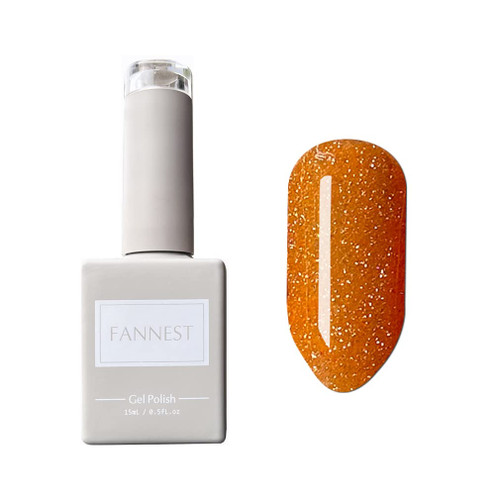 FANNEST Holographic Nail Polish,Neon Reflective Glitter Gel Nail Polish Orange Flash Gel Polish Soak off UV Box for Beginner 15ml Each.