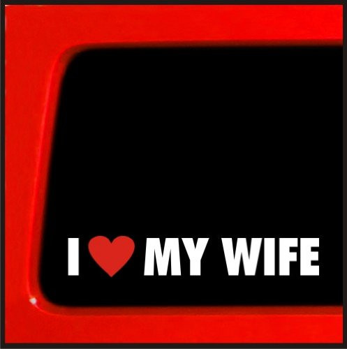 Sticker Connection | I Heart My Wife Bumper Sticker Decal for Car, Truck, Window, Laptop | 1.25"x8" (White)
