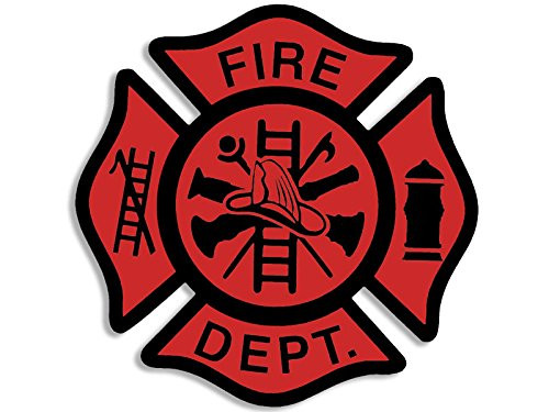 RED Fire Dept Maltese Cross Shaped Sticker (fire Firefighter (3 in)