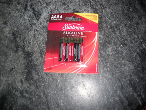 Sunbeam Alkaline Batteries, AAA, 4-pack