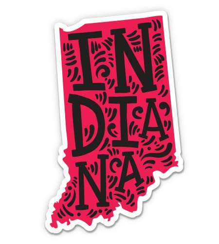 GT Graphics Indiana Shape Cute Letters Native Local - 5" Vinyl Sticker - for Car Laptop I-Pad - Waterproof Decal