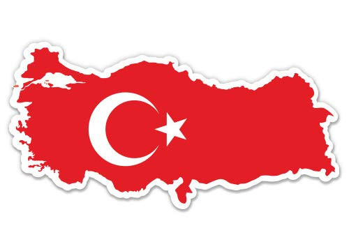 GT Graphics Turkey Map Flag Country Shape - 5" Vinyl Sticker - for Car Laptop I-Pad - Waterproof Decal