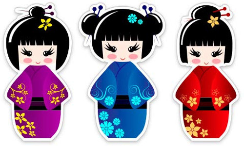 GT Graphics Cute Geisha Set of 3-3" Each Vinyl Stickers - for Car Laptop I-Pad - Waterproof Decals GT Graphics Cute Geisha Set of 3-3" Each Vinyl Stickers - for Car Laptop I-Pad - Waterproof Decals