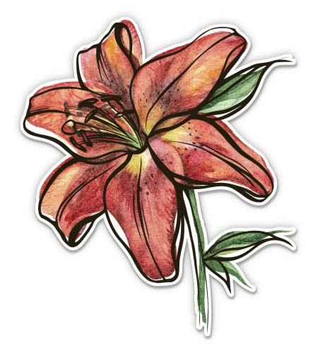 Beautiful Orange Lily Flower - 5" Vinyl Sticker - for Car Laptop I-Pad - Waterproof Decal