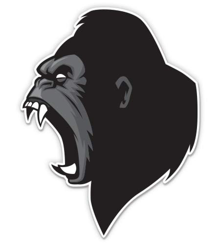 Angry Gorilla Roaring - 5" Vinyl Sticker - for Car Laptop I-Pad - Waterproof Decal