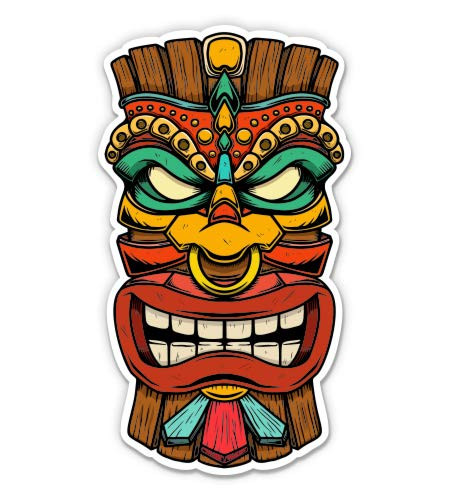 Tiki Man Hawaii Islands - 5" Vinyl Sticker - for Car Laptop I-Pad - Waterproof Decal