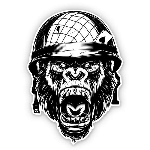 Angry Gorilla Biker - 5" Vinyl Sticker - for Car Laptop I-Pad - Waterproof Decal