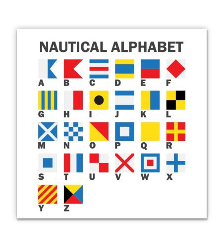 Nautical Alphabet Sailing - 5" Vinyl Sticker - for Car Laptop I-Pad - Waterproof Decal