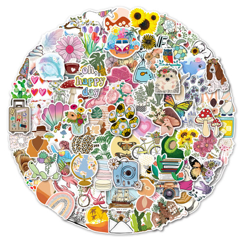 100 PCS Vinyl Stickers Pack for Water Bottle,Aesthetic Sticker Waterproof for Laptop,Phone,Skateboard Scrapbook for Adults Girls and Teens (100 PCS)