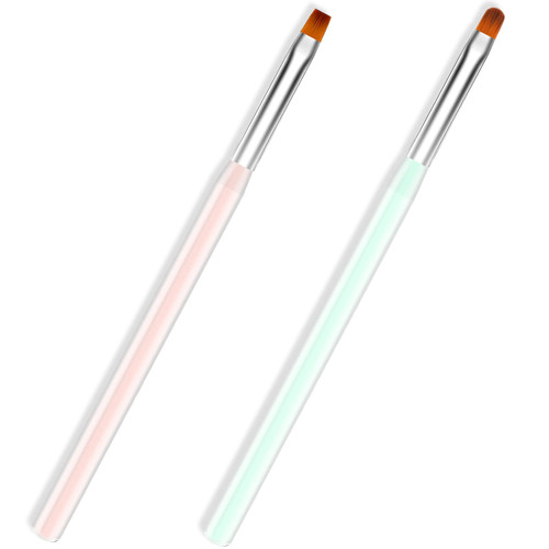 Nail Art Clean Up Brushes, 2Pcs Flat&Angled Nail Brush for Cleaning Nail Polish Mistake on the Cuticles, Acetone Resistant Finger Nail Cleaning Brushes Nail Painting Tools for Nail Design