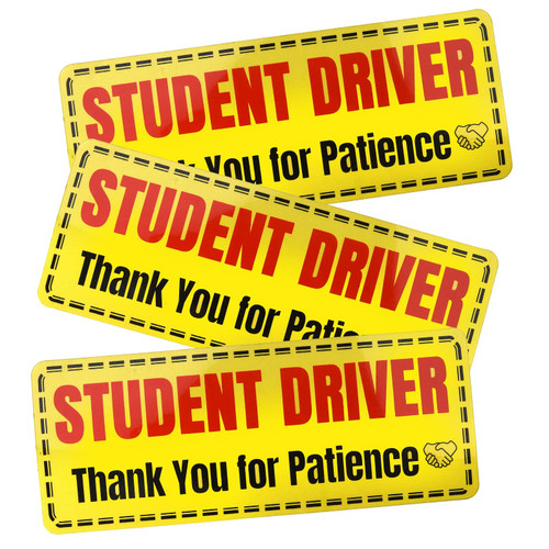 Aiyuda Student Driver Magnet for Car,Please Be Patient Student Driver,Magnetic Reflective New Driver Bumper Sticker,New Driver Vehicle Safety Sign,9 x 3.5 Inch,3 Pack