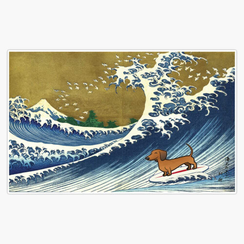 Dachshund Weiner Dog Surfing Vinyl Sticker Laptop Decal Waterproof 5"