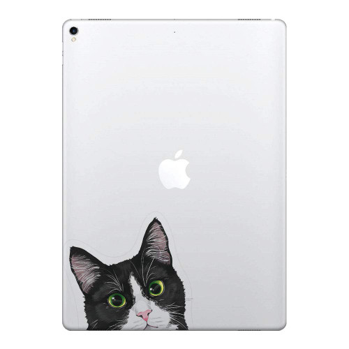FINCIBO 5 x 5 inch Black White Tuxedo Cat Removable Vinyl Decal Stickers for iPad MacBook Laptop (Or Any Flat Surface)