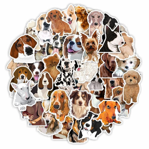 Cute Cartoon Dog Stickers for Water Bottle, 50Pcs Waterproof Vinyl Kawaii Animal Stickers for Laptop Skateboard Scrapbooking Journal Luggage Bike Phone, Puppy Stickers for Kids Adults (Dog)