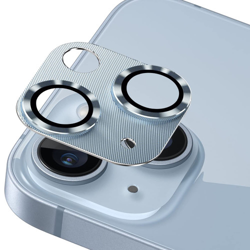 Potok for iPhone 14 6.1 inch /14 Plus 6.7 inch Camera Lens Protector, Alloy Metal Camera Cover with Tempered Glass Screen Protector,Case Friendly,Scratch Resistant,Easy to Install -Blue