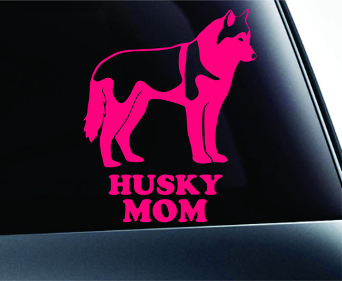 ExpressDecor Siberian Husky Mom Dog Symbol Decal Paw Print Dog Puppy Pet Family Breed Love Car Truck Sticker Window (Pink)