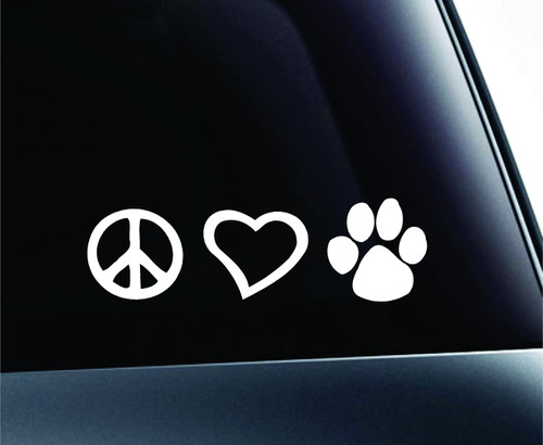 ExpressDecor Peace Love Paw Happiness Symbol Decal Funny Car Truck Sticker Window (White)