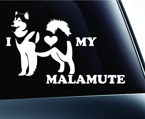 ExpressDecor I Love My Alaskan Malamute Dog Symbol Decal Funny Car Truck Sticker Window (White)
