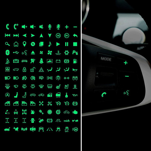 gunhunt 117 PCS Car Center Console Button Stickers, Luminous Stickers, Car Decorative Switch Label Stickers, Car Night Safety Luminous Decals, for Boat Trailer Car Headlight (Fluorescence Green)